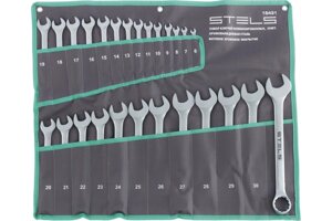 Набор ключей комбинированных 6-32 мм, 26 шт., CrV, матовый хром// Stels