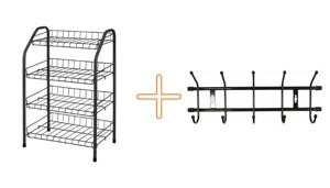Этажерка Nika ''ЭТ2/Ч'' черный 00000050324 + Вешалка Nika ''ВН5/Ч'' настенная черный 00000025387