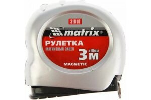 Рулетка Magnetic, 3 м х 16 мм, магнитный зацеп// Matrix