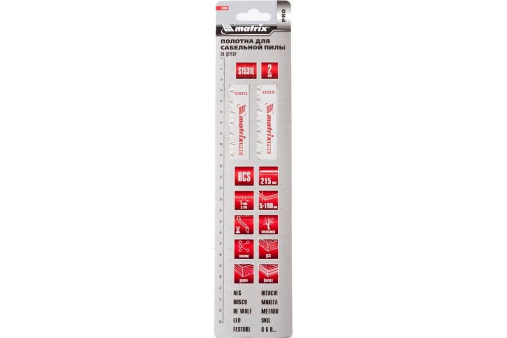 Полотна по дереву для сабельной пилы S1531L 215 / 5 мм, HCS, 2 шт., PRO// Matrix от компании Qural-Saiman - фото 1