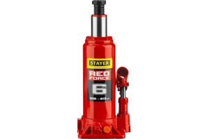 STAYER RED FORCE 6т 216-413мм домкрат бутылочный гидравлический в кейсе