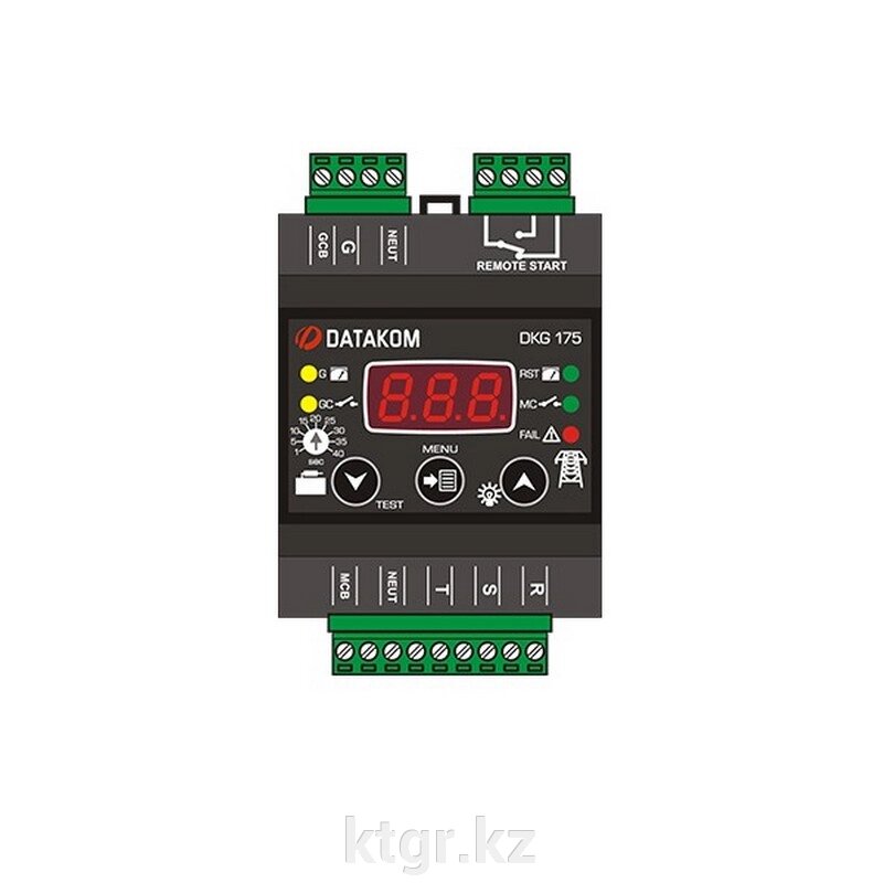 Автоматическое переключение сети Datakom DKG-175 din rail (Сух. конт. на запуск генер., программируемый) от компании КазТехнолоджиГрупп - фото 1