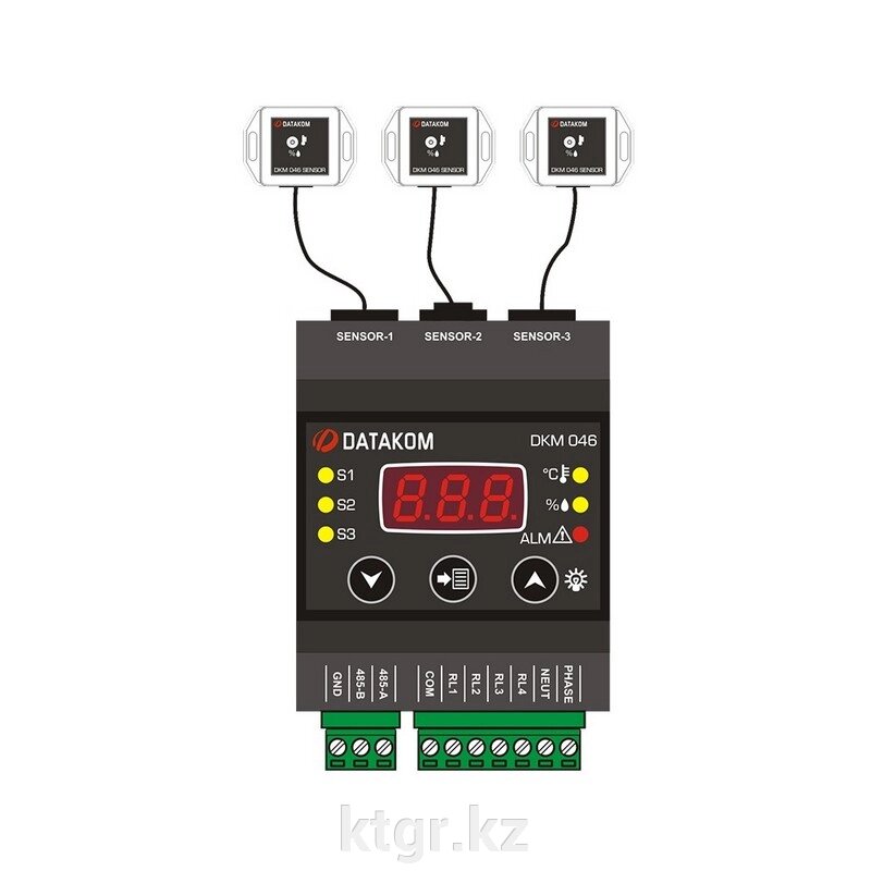 Датчик температуры и влажности с релейными выходами Datakom DKM-046 от компании КазТехнолоджиГрупп - фото 1