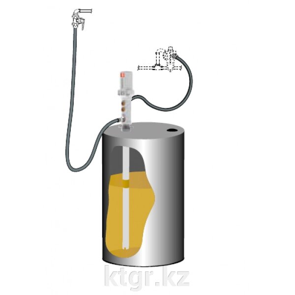 Комплект для откачки масла из бочки 205 л с насосом PM4, коэф. сжатия 5:1, монтаж на бочку от компании КазТехнолоджиГрупп - фото 1