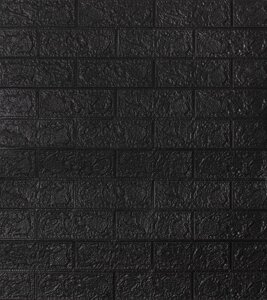 3D Панель кирпич черный на самоклеящейся основе , 70*77см