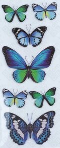 RKA7502 Бабочки перламутр сине-зеленые-мини. Стикер