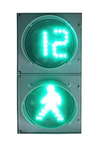 Светофор светодиодный П. 1.1 с табло обратного отсчета времени зеленого сигнала и УЗС, с комплектом креплений 12 Вольт