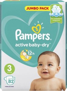 Подгузники Pampers Active Baby 3, 82 шт