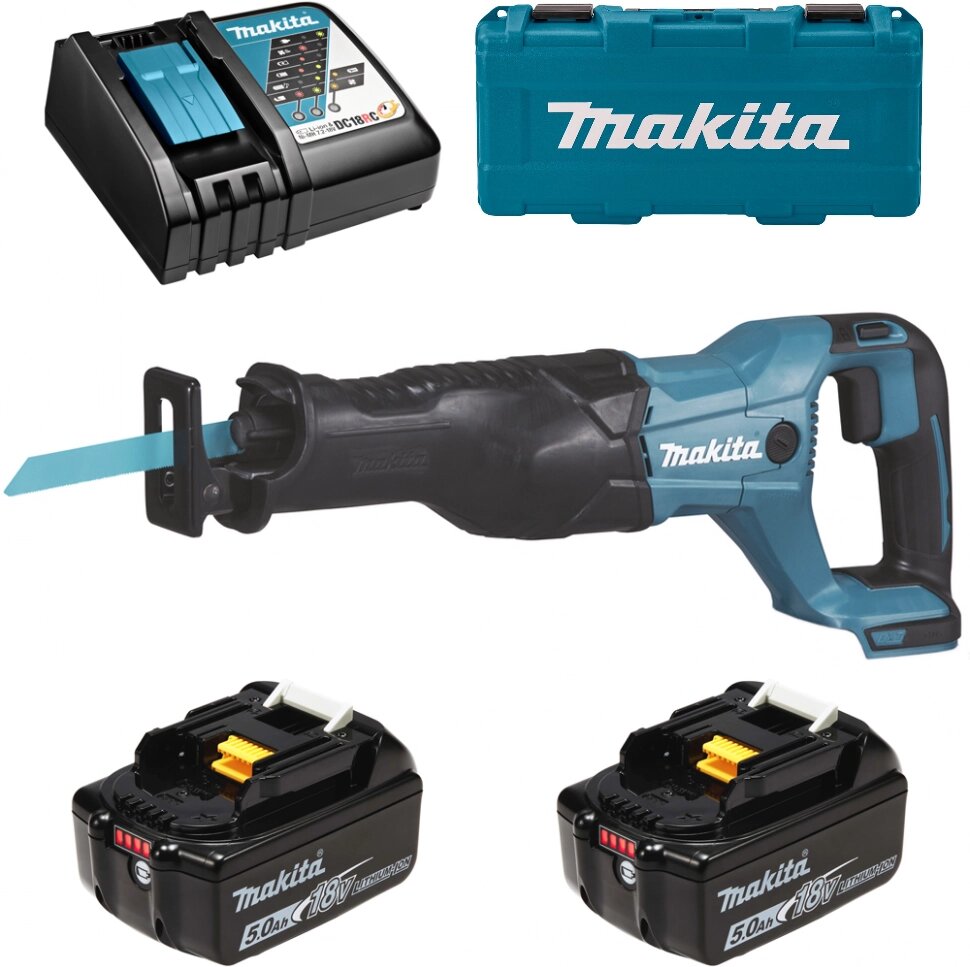 Аккумуляторная сабельная пила Makita DJR186RTE (18V, 2x5Ah, Li-Ion) от компании Trento - фото 1