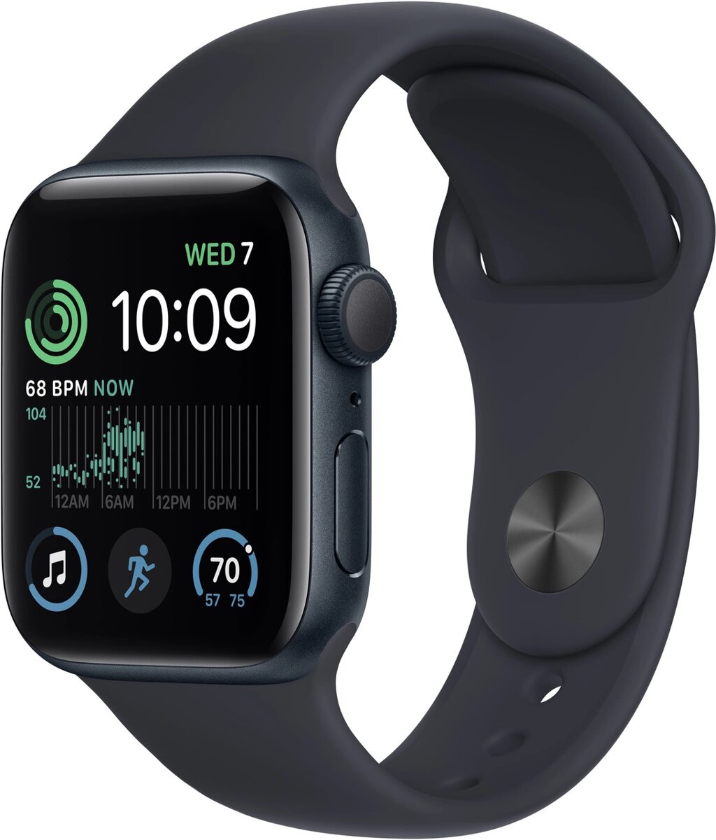 Apple Watch SE GPS, 40mm, Midnight Aluminium Case with, Midnight Sport Band - Regular (MNJT3GK/A)(MNJT3RB/A) от компании Trento - фото 1