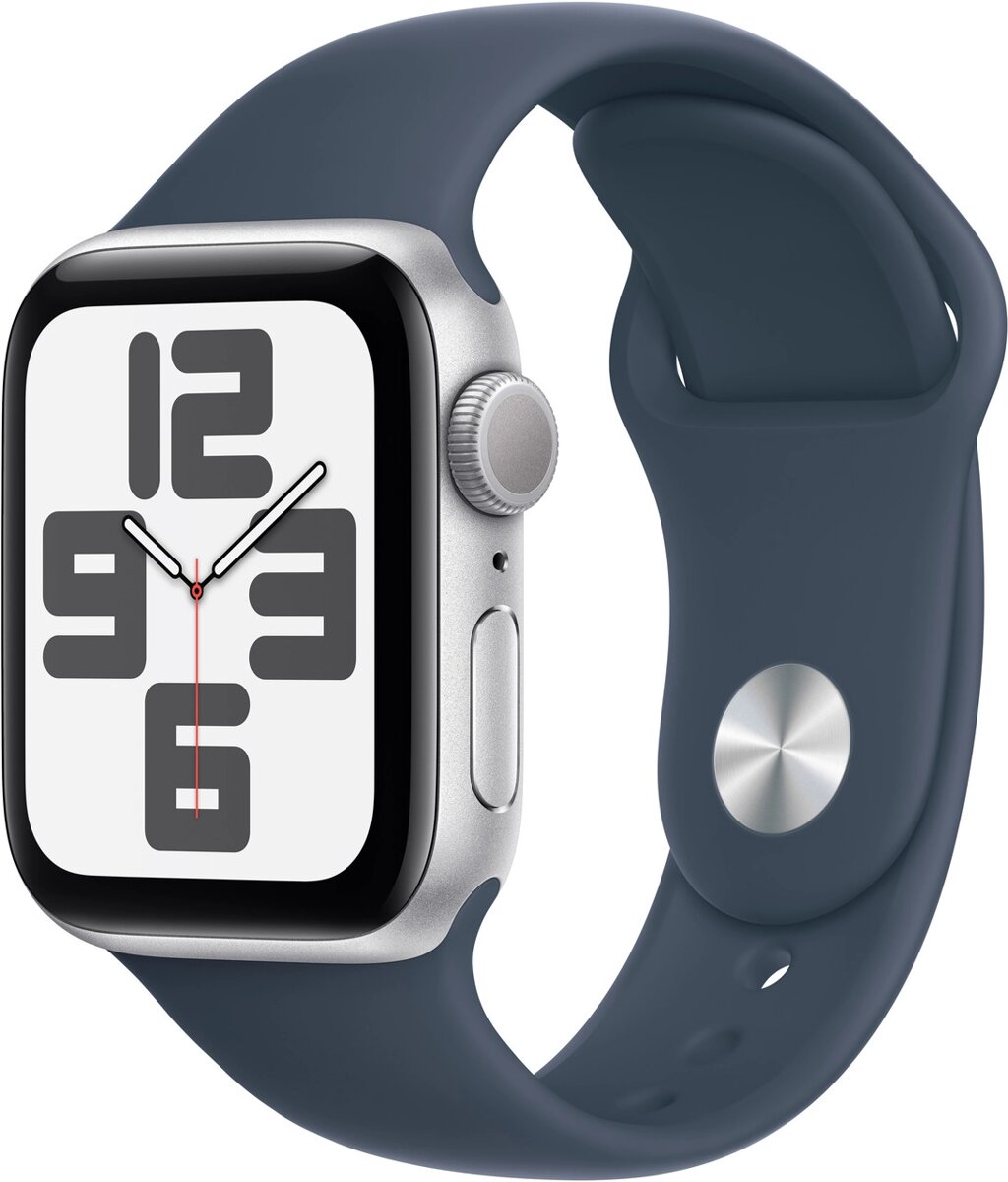 Apple Watch SE GPS 40mm Silver Aluminium Case with Storm Blue Sport Band - S/M от компании Trento - фото 1