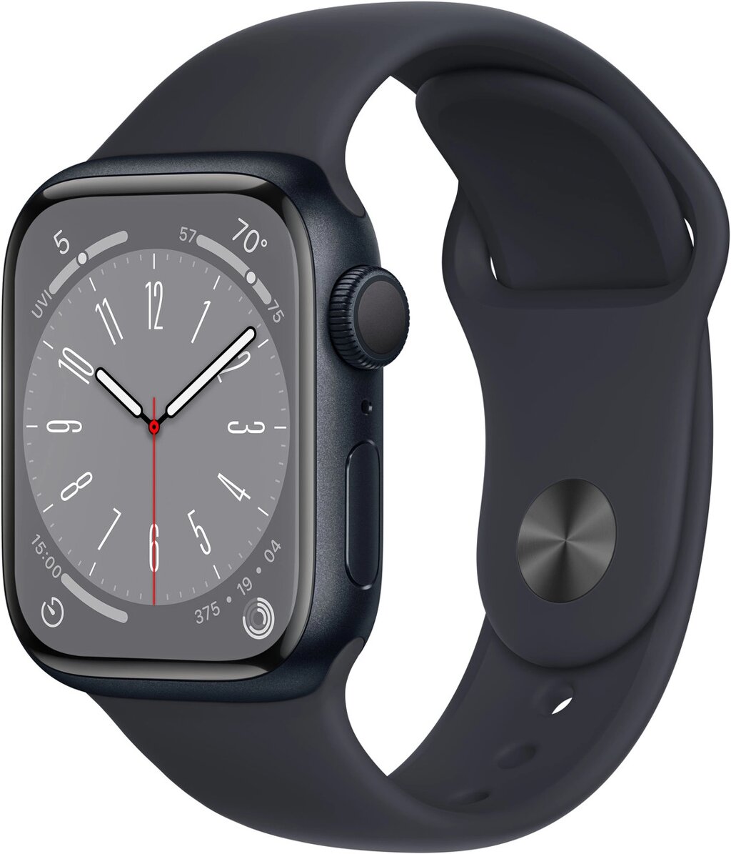 Apple Watch Series 8 GPS, 41mm, Midnight Aluminium Case with, Midnight Sport Band - Regular (MNP53GK/A) от компании Trento - фото 1