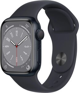 Apple Watch Series 8 GPS, 41mm, Midnight Aluminium Case with, Midnight Sport Band - Regular (MNP53GK/A)