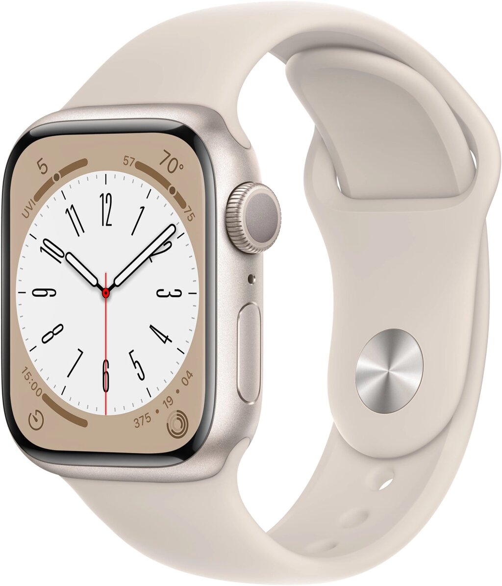 Apple Watch Series 8 GPS,41mm, StarlightAluminiumCase with, StarlightSportBand-Regular (MNP63GK/A)(MNP63RB/A) от компании Trento - фото 1
