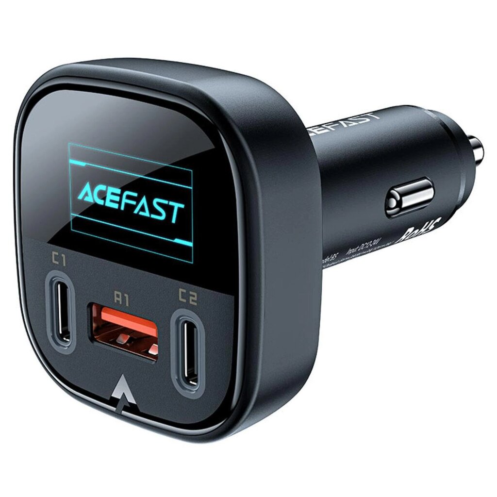 Автомобильное зарядное устройство ACEFAST B5 101W (2C+A), металлическое с OLED дисплеем, черный от компании Trento - фото 1