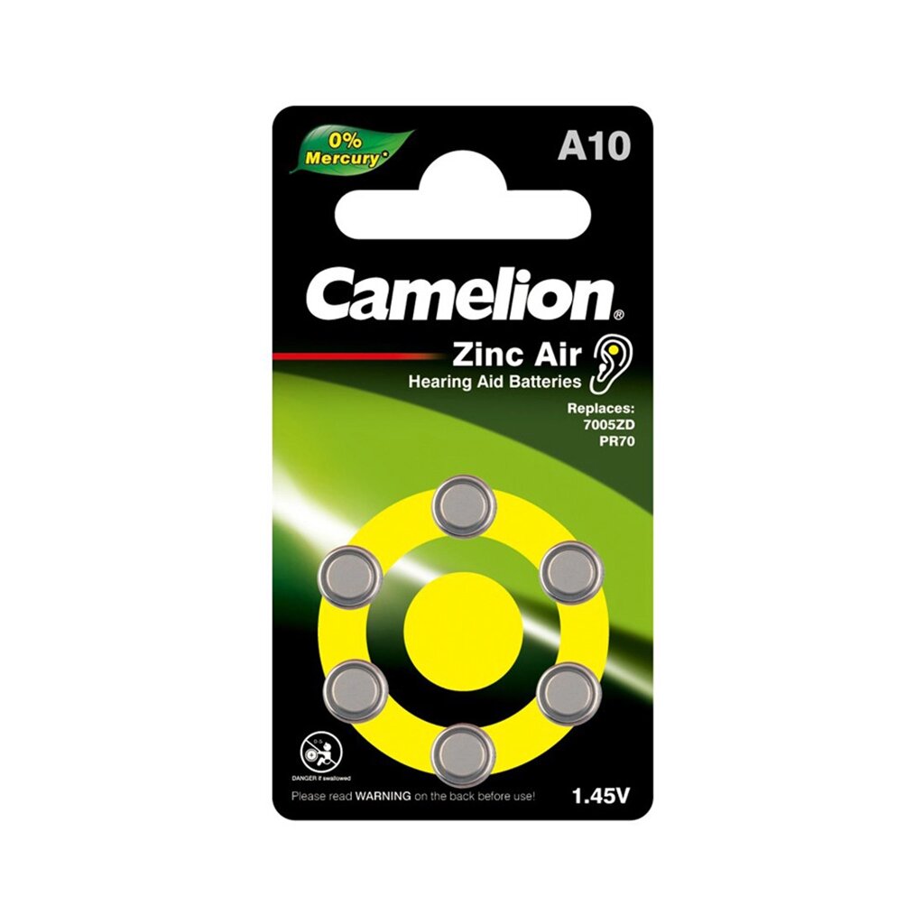 Батарейка CAMELION Zinc Air A10-BP6(0%Hg) 6 шт. в блистере от компании Trento - фото 1