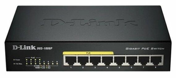 D-Link DGS-1008P/E1A Коммутатор 8-порт10/100/1000 неуправляемый с 4 PoE от компании Trento - фото 1