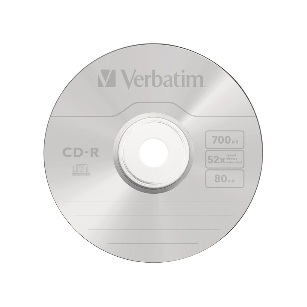 Диск CD-R Verbatim (43343) 700MB 50штук Незаписанный от компании Trento - фото 1