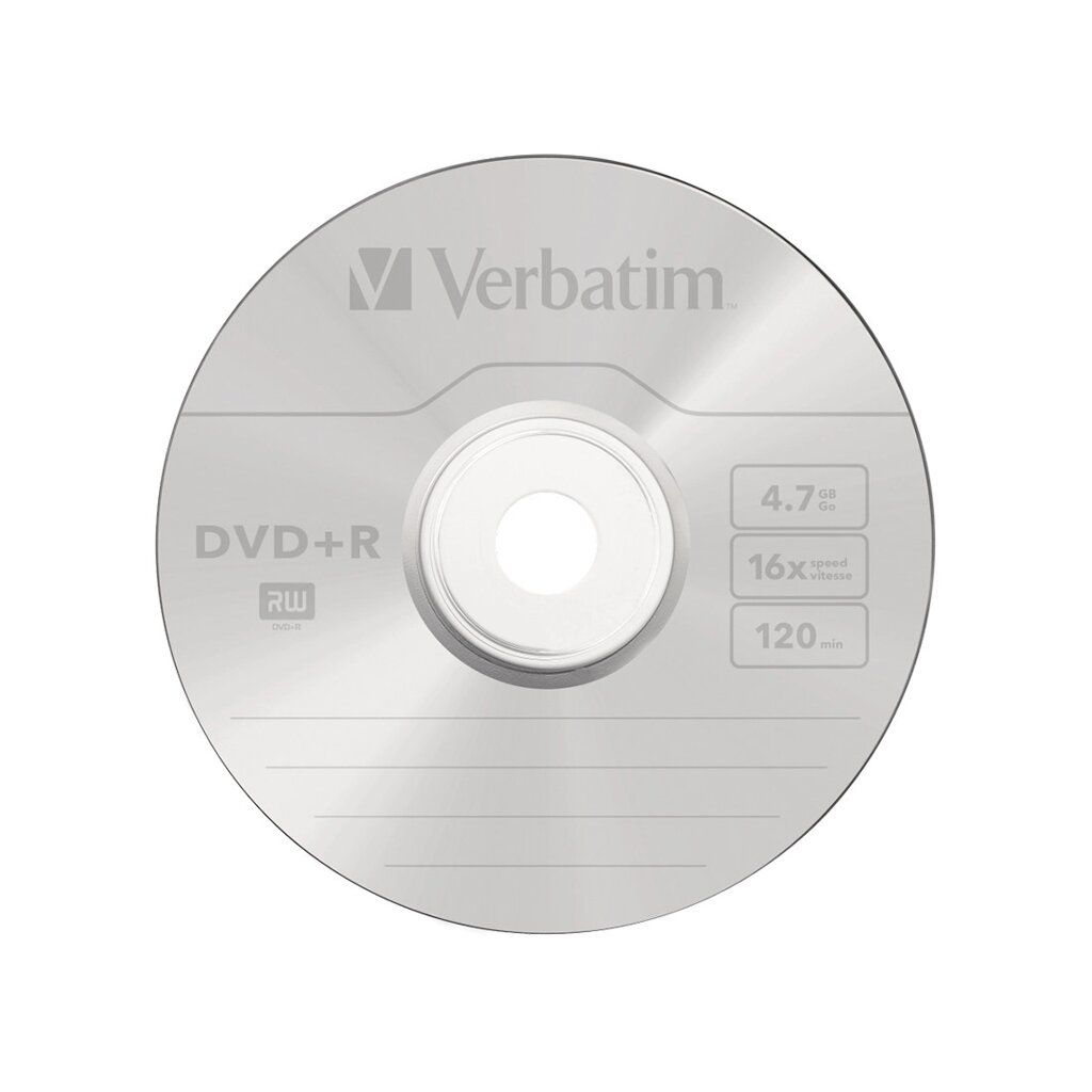 Диск DVD+R Verbatim (43498) 4.7GB 10штук Незаписанный от компании Trento - фото 1