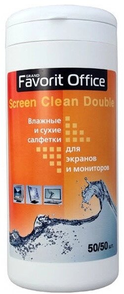 F130001 "FAVORIT OFFICE" Screen Clean, влажные салфетки для экранов LCD TFT, туба 100 салфеток от компании Trento - фото 1