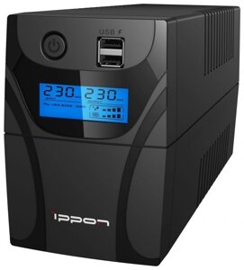 Ибп ippon back power pro II euro 650, 650VA, 360вт, AVR 162-290в, 2хeuro, управление по USB, RJ-45, LCD, без