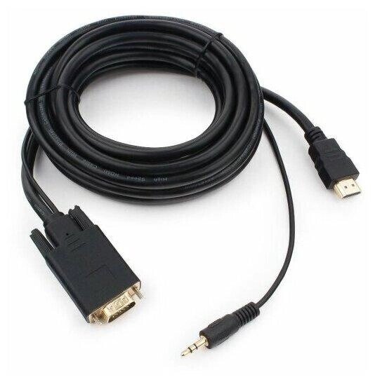 Кабель HDMI -> VGA Cablexpert A-HDMI-VGA-03, 19M/15F, длина 15см, аудиовыход Jack3.5 от компании Trento - фото 1