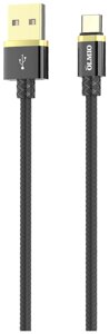 Кабель Olmio Deluxe, USB 2.0 - Type-C, 1м, 2.1A, черный