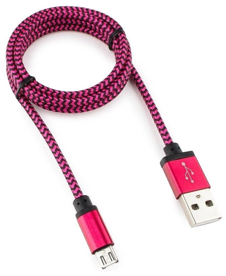 Кабель USB 2.0 Cablexpert CC-mUSB2pe1m, USB-MicroUSB, 1м, нейлоновая оплетка, алюм разъ, фиол от компании Trento - фото 1