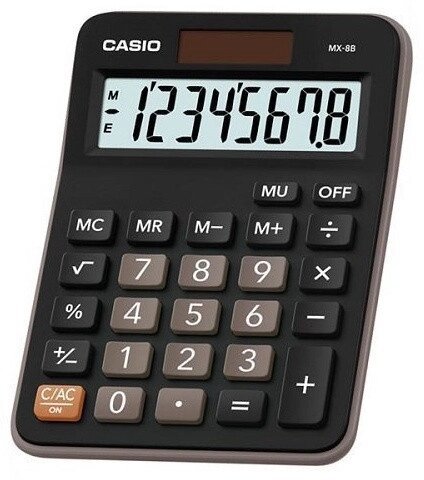 Калькулятор CASIO настольный MX-8B-BK-W-EC, 8-разрядный, черный от компании Trento - фото 1