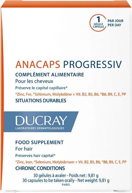 Капсулы при хроническом выпадении волос Ducray Анакапс Прогресив №30 (3282770105322) от компании Trento - фото 1