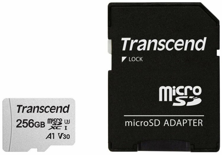 Карта памяти MicroSD 256GB Class 10 U3 A1 Transcend TS256GUSD300S-A от компании Trento - фото 1