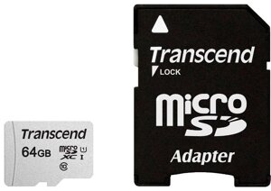 Карта памяти MicroSD 64GB Class 10 U1 Transcend TS64GUSD300S-A