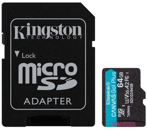 Карта памяти microsd 64GB class 10 U3 V30 A2 kingston SDCG3/64GB