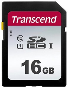 Карта памяти SD 16GB class 10 U1 transcend TS16GSDC300S