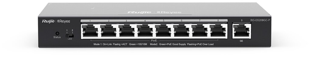 Коммутатор Ruijie Reyee RG-ES209GC-P 9 портов Gigabit Ethernet, коммутатор с облачным управлением 8 PoE/PoE+ от компании Trento - фото 1