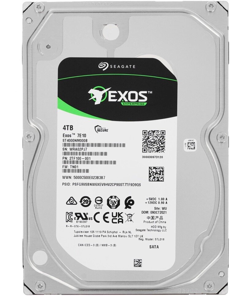 Корпоративный жесткий диск  4Tb Seagate Enterprise EXOS 7E10 SATA3 3.5" 256Mb 7200rpm ST4000NM000B от компании Trento - фото 1