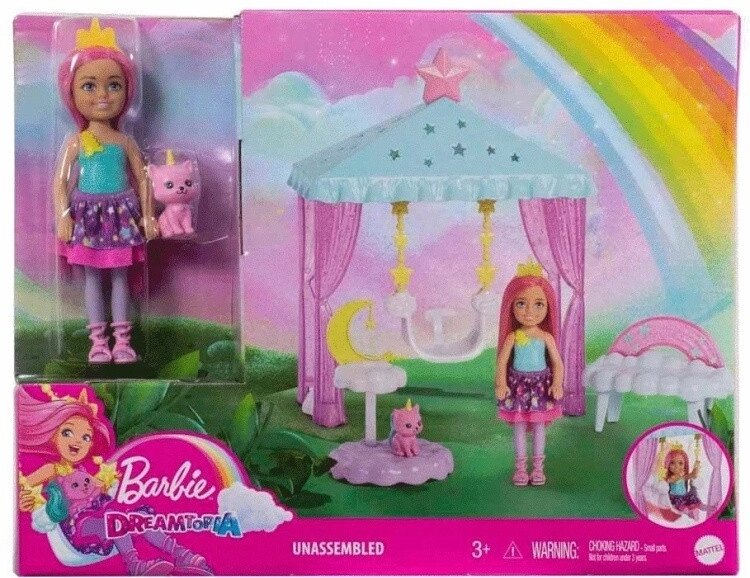 Кукла-модель Mattel Кукла Челси с котенком HLC27, 13 см аксессуары в комплекте, руки и ноги подвижные от компании Trento - фото 1