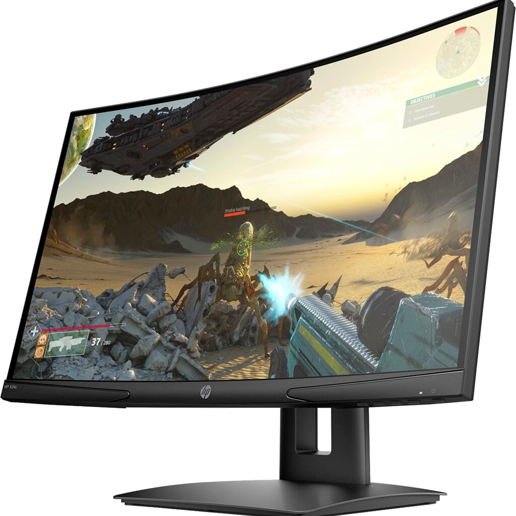 Монитор HP 9FM22AA X24c Gaming 23.6" VA, FHD 144Hz,300cd/m2,H178°/V178°,3000:1,4ms, HDMI, DP, Curv1500R, Black от компании Trento - фото 1