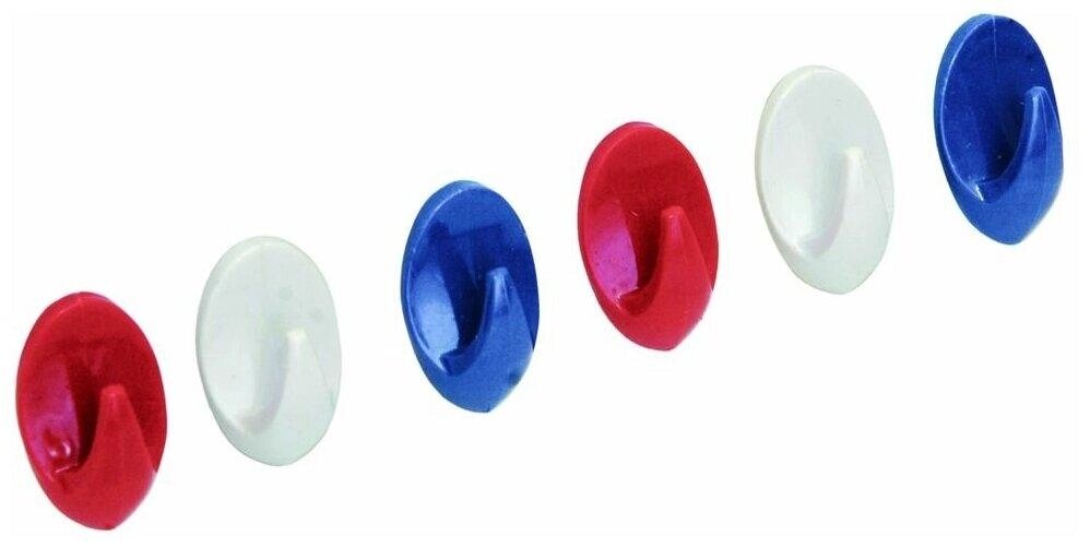 Набор крючков Аквалиния для ванной/кухни пластиковые, цветные 6шт 601 овал от компании Trento - фото 1