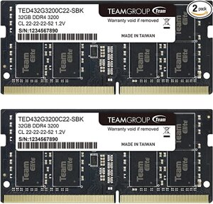 Оперативная память для ноутбука 64Gb Kit (2x32Gb) 3200MHz DDR4 Team Group ELITE SO-DIMM PC4-25600 CL22