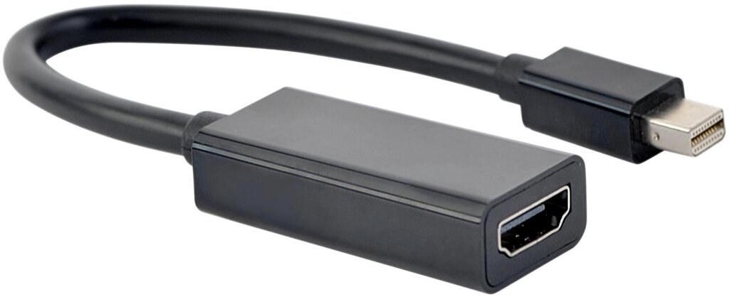 Переходник miniDisplayPort - HDMI, Cablexpert A-mDPM-HDMIF-02, 20M/19F, кабель 15см, черный, пакет от компании Trento - фото 1