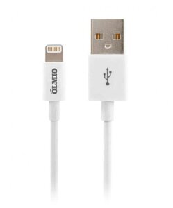 Кабель Olmio USB 2.0 - Lightning, для Apple iPhone/iPod/iPad, 1м, белый