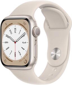 Apple Watch Series 8 GPS,41mm, StarlightAluminiumCase with, StarlightSportBand-Regular (MNP63GK/A)(MNP63RB/A)