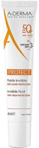 Солнцезащитный крем A-Derma Protect Invisible Fluid Very High Protection SPF50+ 40 мл (3282770202144) в Алматы от компании Trento