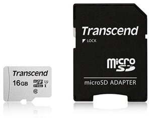 Карта памяти MicroSD 16GB Class 10 U1 Transcend TS16GUSD300S-A