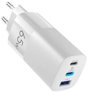 Зарядное устройство сетевое Olmio USB+Type-Cx2  QC 65W белый в Алматы от компании Trento