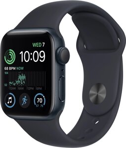 Apple Watch SE GPS, 40mm, Midnight Aluminium Case with, Midnight Sport Band - Regular (MNJT3GK/A)(MNJT3RB/A)