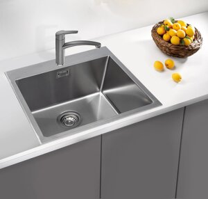 Раковина для кухни врезная нержавеющая сталь Grandex Aqua ELEGANCE 50 50.5х50.5х20.3 / Мойка кухонная накладная