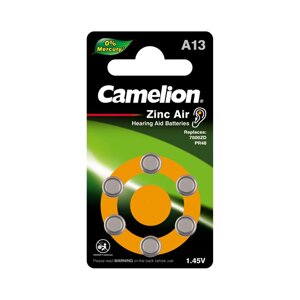 Батарейка CAMELION Zinc Air A13-BP6(0%Hg) 6 шт. в блистере в Алматы от компании Trento