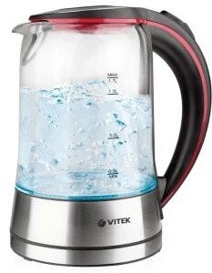 Чайник Vitek VT-7009, 1,7л, стекло, 2200 Вт.